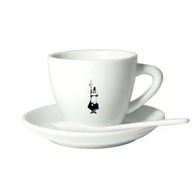 Bialetti Y0TZ099 Tazzina Cappuccino Istituzionale (con Piattino), Porcellana, Pack of 1, White