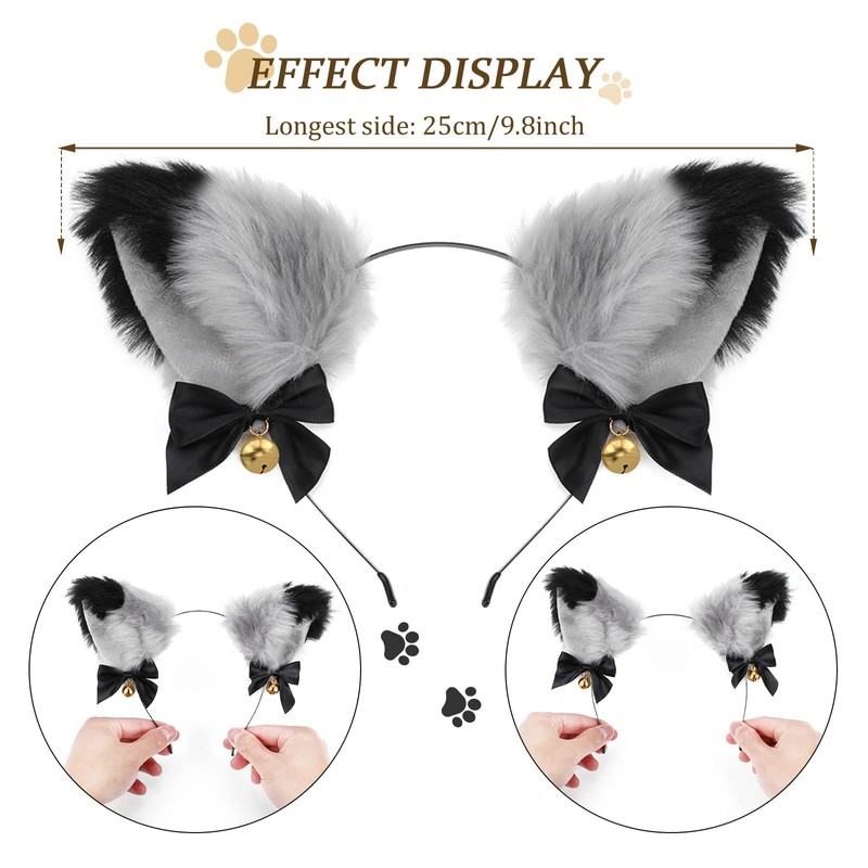 XEPST Katze Cosplay Kostüm Set, Schwanz und Ohren Set Faux