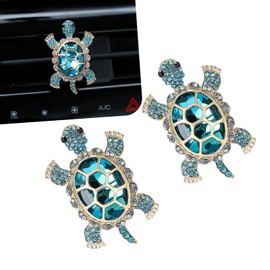 MOXRUQ 2 PCS Sea Turtles Car Air Fresheners Vent Clips, Bling Cute Turtle Car Air Conditioning Outlet Clip, Ocean Theme Car Decorations Interior, Refillable Car Air Diffuser for Women Girl (Blue)