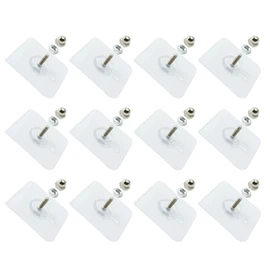 Moicstiy Adhesive Hooks Screw Hanging Wall Hooks Transparent Waterproof Reusable Seamless Sticky Hooks for Bathroom Kitchens Office(12Pcs)
