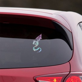 NBFU Decals Dragon Tribal Tattoo Art 1 (Holographic Opal Purple) (Set of 2) Premium Waterproof Vinyl Decal Stickers Laptop Phone Accessory Helmet Car Window Bumper Mug Tuber Cup Door Wall Decoration