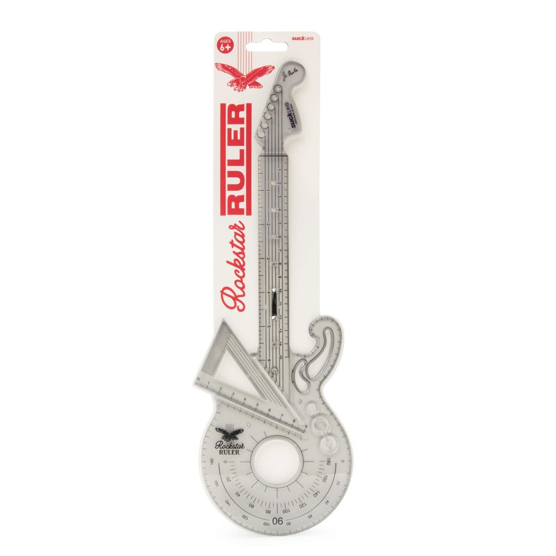 Suck UK Rockstar Ruler, 15 cm Ruler, Protractor & 60°