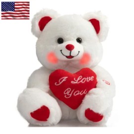 Heart Plush Bear with Teddy Bear I Love You and Blushes LED Stuffed Toys
