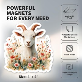 Goat Magnet 4 inch 2 Pack Vinyl for Fun Cute Souvenir Gift Refrigerator Fridge Dishwasher ID44999