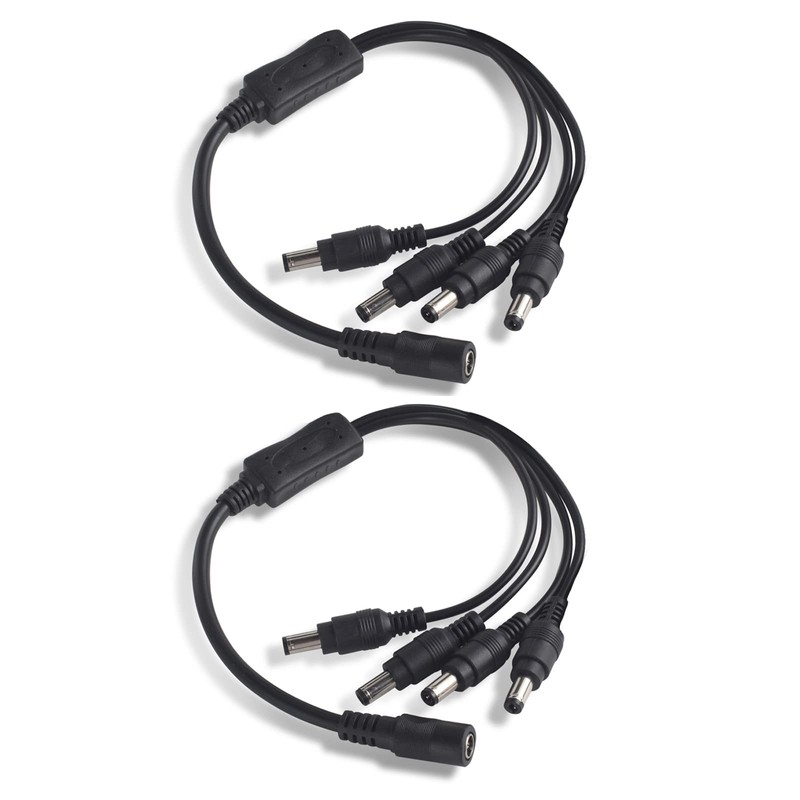 2Pack 1 to 4 Way DC Power Splitter Cable Barrel