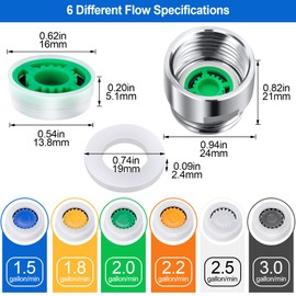 PAGOW Shower Flow Reducer Limiter,gpm 5 6 7 8 9 12 Shower Head Flow Restrictor,Shower Head Water Saver Adapter Set for Handheld Shower,Bathroom,Toilet (0.62x0.54x0.20inch)(2PCS Washers,2PCS Adapter)
