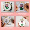 Zhenqing 5 Patterns Mini Cross Stitch Keychain Kit, DIY Flower
