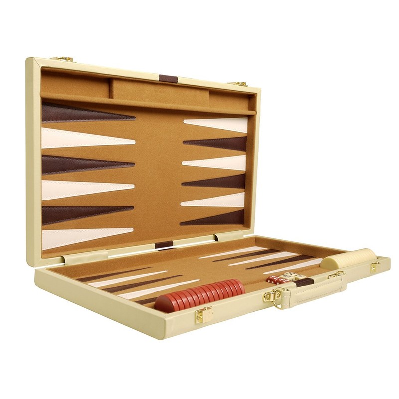 Deluxe Backgammon Set - Camel - 15"x10"