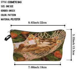 Livel lhood Cosy Cat Makeup Bag Cute Small Cat Oil Painting Organizer Zipper Pouch Sleepy Cat Cosmetic Bag Gift for Cat Lovers Cat Mom Women