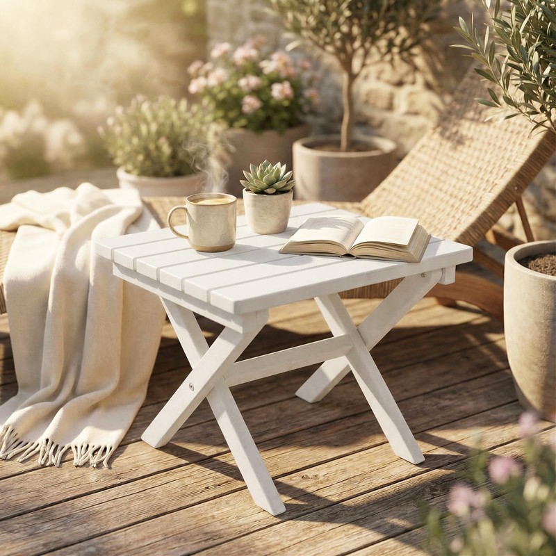 Furnimart 18" Square Foldable Side Table for Outdoor & Camping,