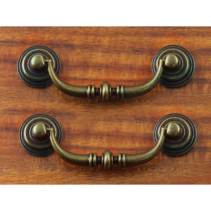 Waziaqoc 6PCS Antique Drop Bail Pulls, 3.5" Hole Center Shabby