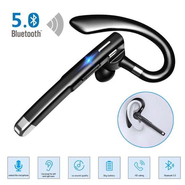Unbranded Trucker Wireless Bluetooth 5.0 Earpiece Headset Mic Earbud Noise