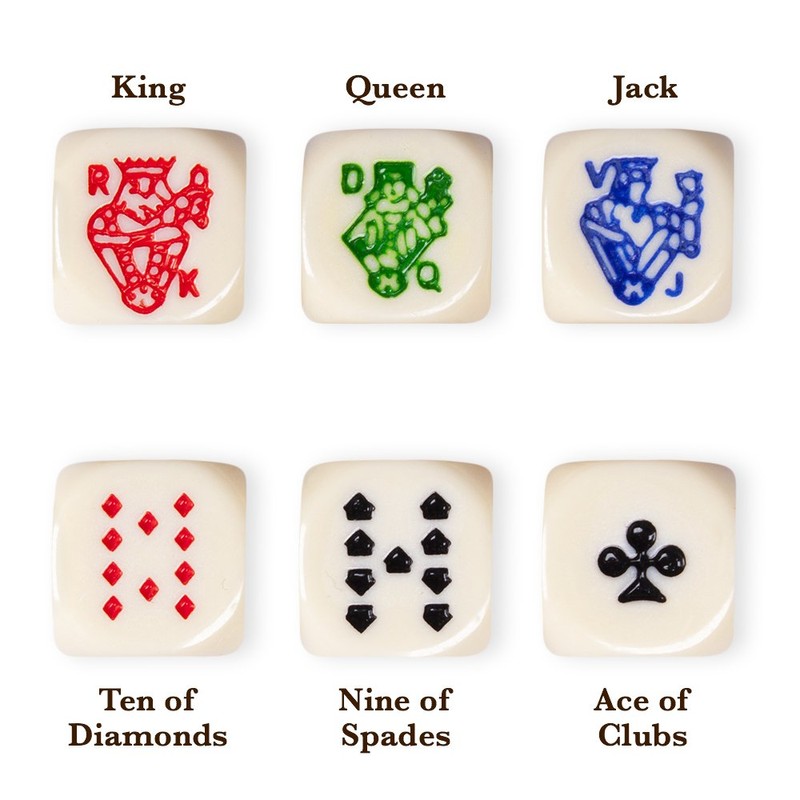Brybelly Set of 5 Poker Dice with Professional Leather Dice