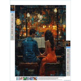 Couple Playing Piano Diamond Painting Kits for Adults, Careers 5D DIY Diamond Art Kits Full Drill Diamond for Gift Wall Decor Gem Arts 12x16inch