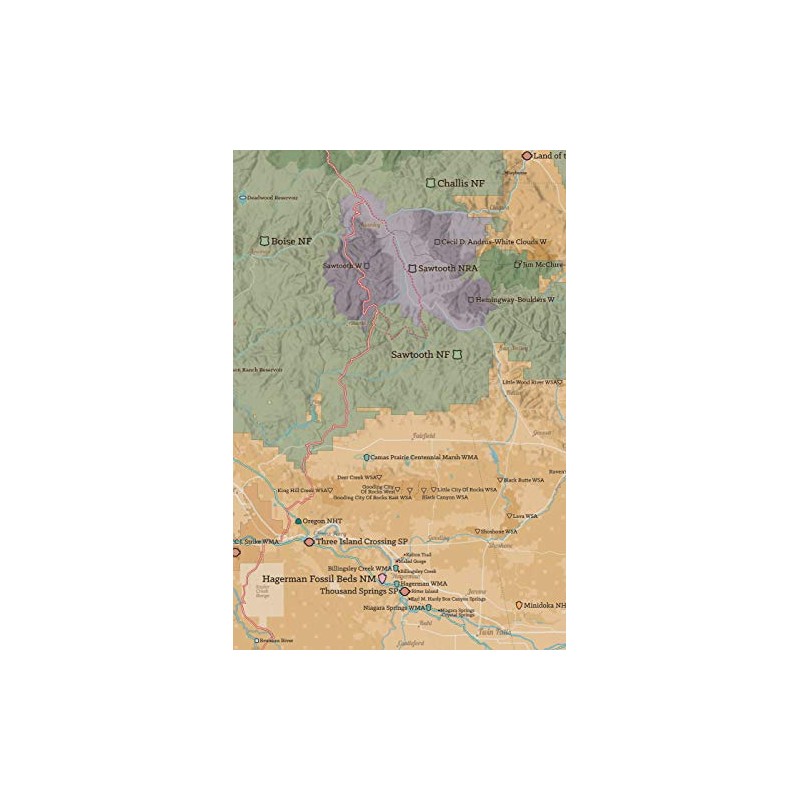 Idaho State Parks & Federal Lands Map 24x36 Poster (Tan