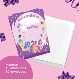 Desert Cactus My Little Pony Invitations Invites Happy Birthday Cards 10 Count With Envelopes Boys Girls Kids Party (Style A)