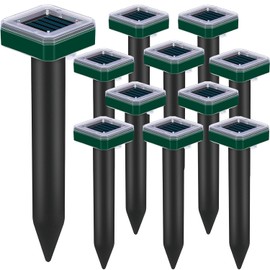 12 Pcs Tirgo Mole Repellent Solar Powered for Lawns Snake Repellent for Yard Gopher Groundhog Vole Repellent Trap Ultrasonic Outdoor Waterproof Chipmunk Rodent Burrowing Animals Deterrent Stake (12)
