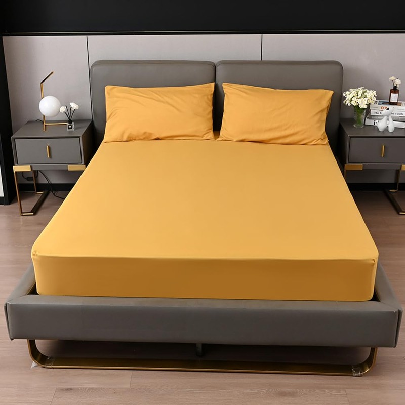 Fitted bed Sheet 40CM Extra Deep Ochre King Bed Size