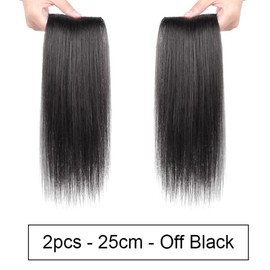 LesafeV Seamless Forehead Wiglet Topper Synthetic 2pcs Clip in Bangs Extension Straight Topettes for Women With Thinning Hair (25cm Off Black)