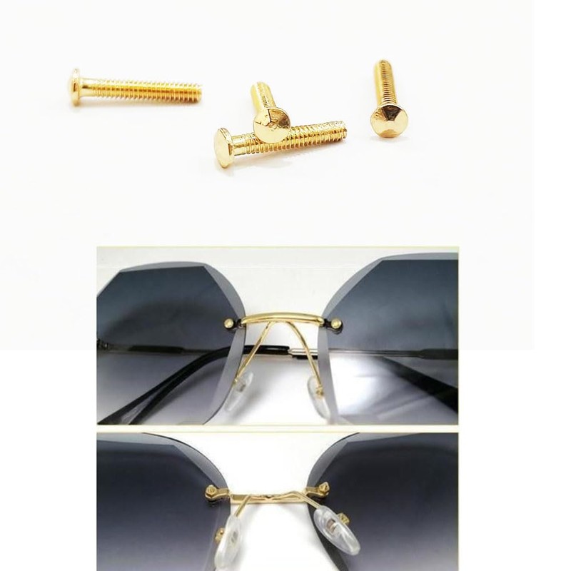 Rimless Glasses Diamond Head Gold Screw Washer Nut Cap and