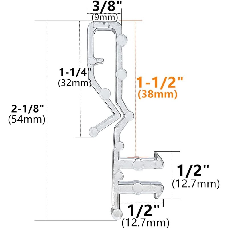 20 pcs 2-1/8 inch Hidden Channel Valance Clips for Horizontal