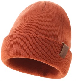 AHAHA Pack of 2 Women's Beanie Knitted Hats, Women's Winter Hats, Warm Unisex Cuffed Beanie Hats, Yellow+Orange, Einheitsgröße