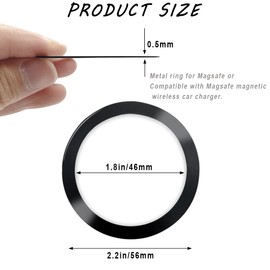 3 Pcs Universal Metal Ring for Magnetic Charger, Metal Ring Sticker Compatible with Magsafe Magnetic Wireless Charger for Most Cellphone, Magnetic Mount/Phone Holder Conversion Accessories, Black