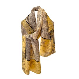 Xinmurffy Luxury 6A Grade Mulberry Silk Scarf for Women Long Anti-Wrinkle Travel Scarf Fashion Lightweight Wraps (Yellow2501)