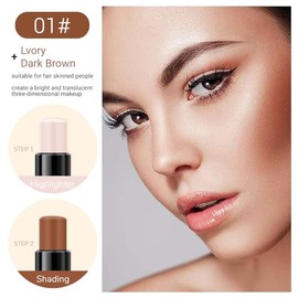 BINGBRUSH Contorno crema 2 en 1 y barra de resaltado, maquillaje de contorno mezclable para rostro, bronceador crema e iluminador, fácil de usar para 