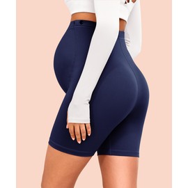 VALANDY Creamlush 4 Pack Maternity Shorts–Over The Belly Buttery Soft Stretchy Maternity Lounge Yoga Shorts