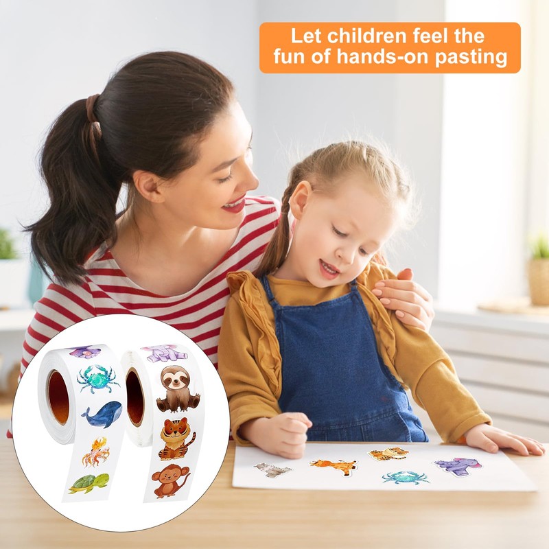 HENGBIRD Pack of 2 Sticker Roll Stickers Animals Children Sea