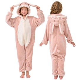 YLLSOPHAN Boys Girls Unisex Animal Pattern Cow Dinosaur Frog Koala Bunny Panda Onesie Pyjamas Sleepsuit Soft Fleece Extra Thickness (UK, Age, 2 Years, 3 Years, Regular, Bunny)