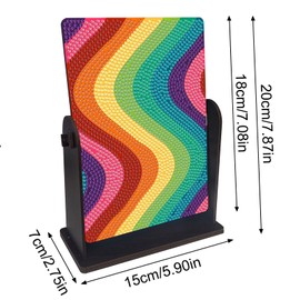 pigpigboss Rainbow Diamond Painting Rotate Mirror Kit, Crystal Drill Multicolor Lines Diamond Art Makeup Mirror for Adult Beginner Home Office Desktop Decor