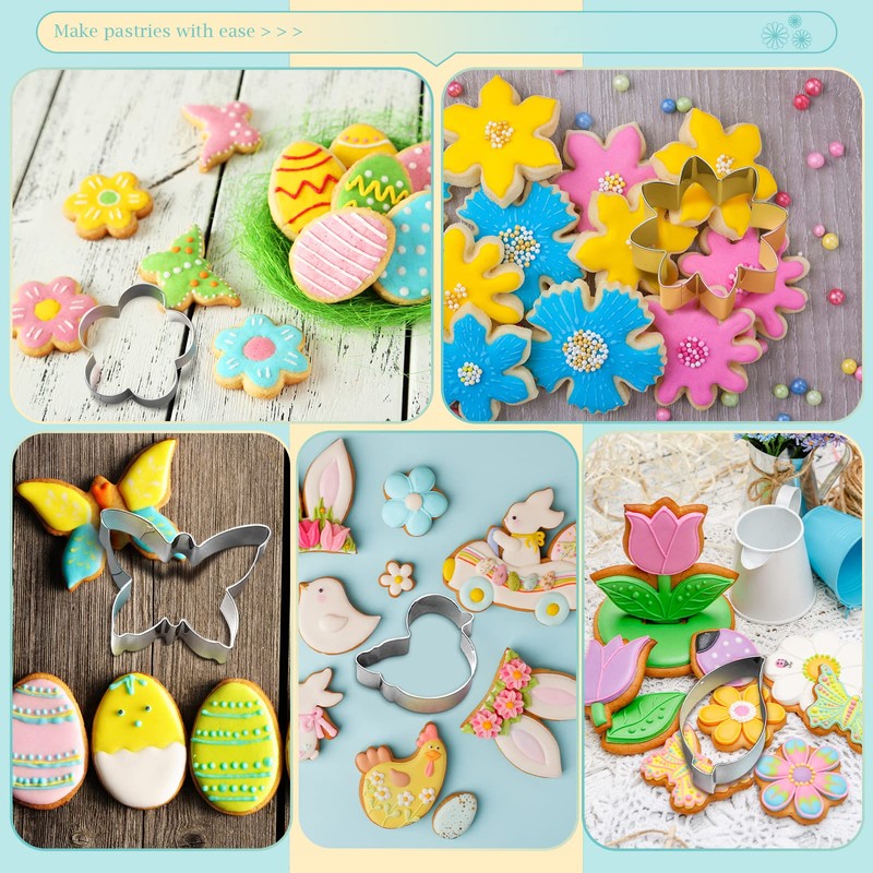 Funtery 12 Pieces Spring Flower Cookie Cutters Set Butterfly Flower