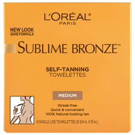 L'Oreal SUBLIME BRONZE Self-Tanning Towelettes For Body Medium Natural Tan 6 Each (Pack of 9)