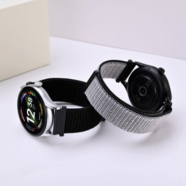 ANNEFIT Nylon Sport Watch Straps 22mm, 2 Packs Quick Release Adjustable Replacement Band for Men Women (Black and Gray)