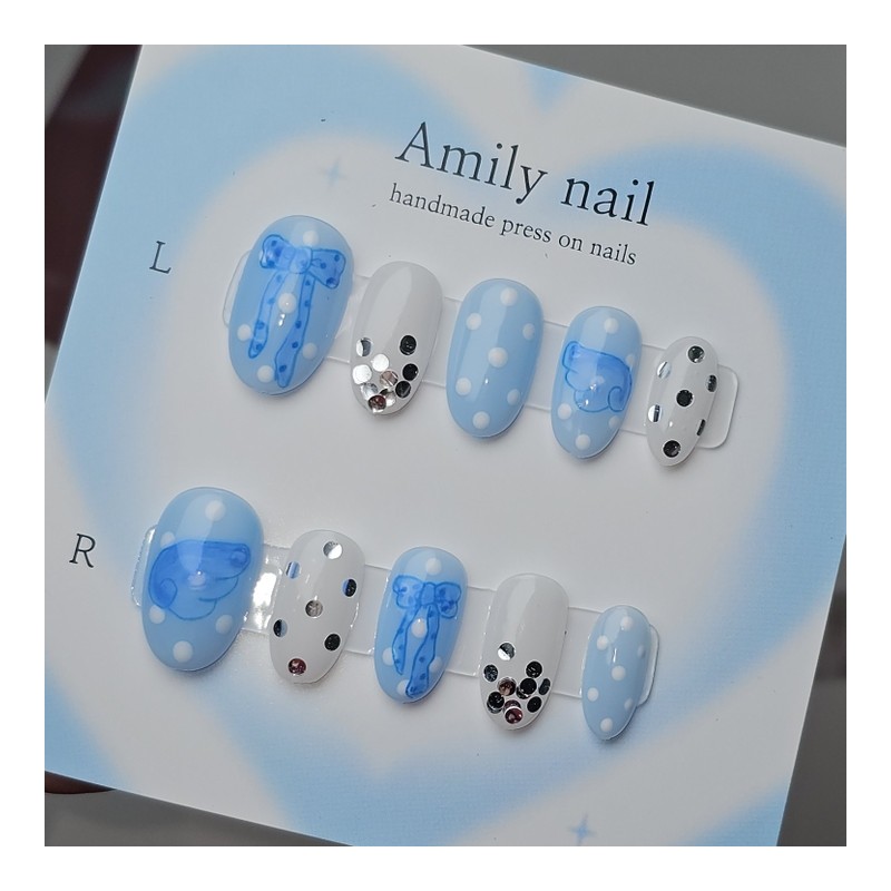 Blue Dot Angel [Handmade Nail Tip] Emily Nail - Short