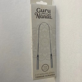 Guru Nada Tongue Scraper Stainless Steel Tongue Cleaner 2 Pack with Travel Case
