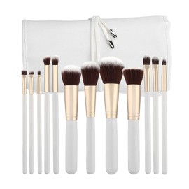TOOLS FOR BEAUTY Set of 12 make-up kabuki brushes - white with case