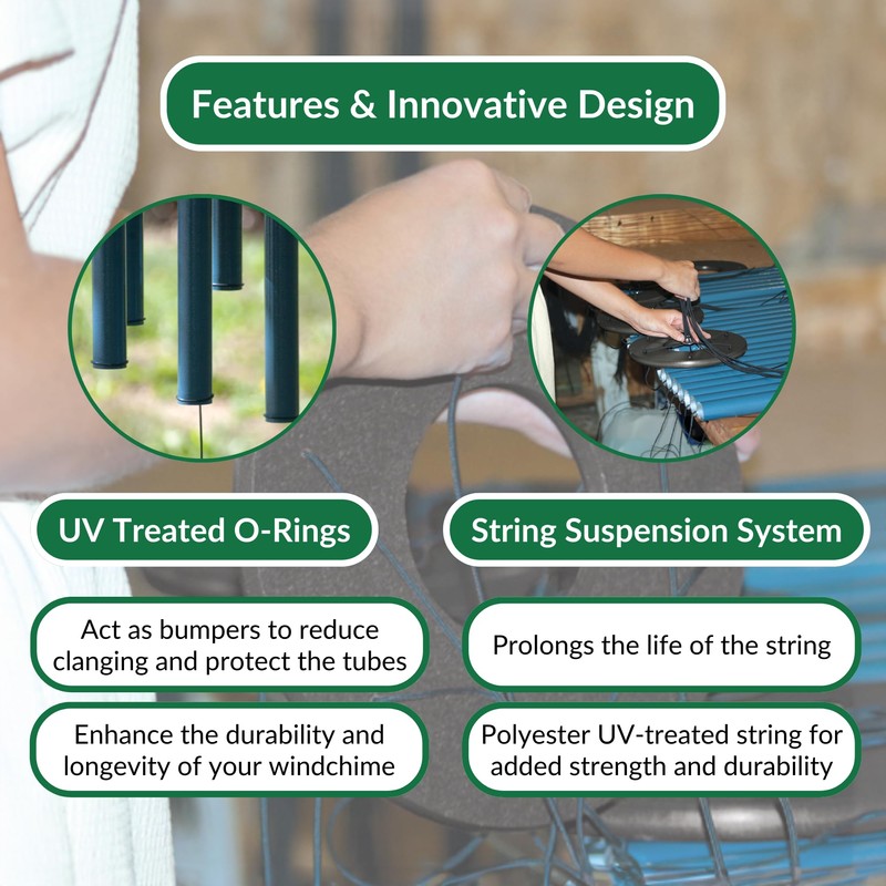 38" Solar Singer Wind Chime - Amish Handcrafted Country Chime