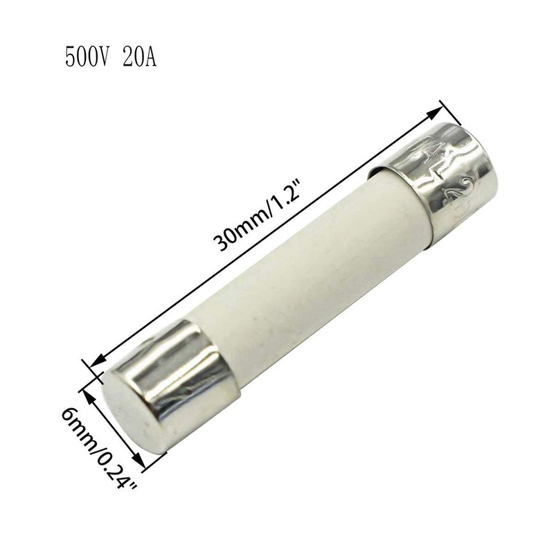 500V 20A Fast Acting Low Breaking Capacity 6x30mm Cartridge Ceramic
