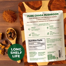 Gya Tea Co Chaga Mushrooms Powder 1.1lb (17.64 Oz) - Chaga Mushroom Extract for Beverages, Smoothies - Ayurvedic Nootropic Superfood for Digestion, Energy - Non-GMO, Gluten-Free, Vegan-Friendly