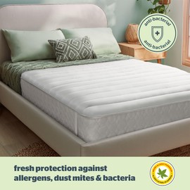 Silentnight Anti-Allergy Mattress Protector – Mattress Cover Bed Pad Topper with Elasticated Straps Protecting Against Bacteria and Dust Mites – Comfortable and Machine Washable - Single, White