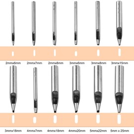 HARFINGTON 12pcs Oval Hole Punch Set 2mm-5mm Leather Hollow Cutter Kit Oblong Punch Die Carbon Steel Leather Punch Tool for Canvas Strap Belt Watch Band Leathercraft Working DIY Tool
