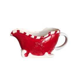 Bargain Lovers Red Sleigh Saucer Christmas Gravy Boat Novelty Table Decoration Xmas Tableware