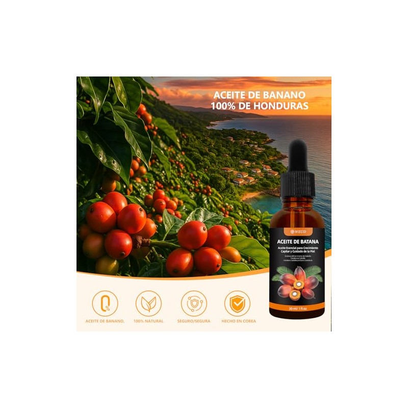 WEUD 4PCS Aceite de Batana Original, Batana Oil Hecho En