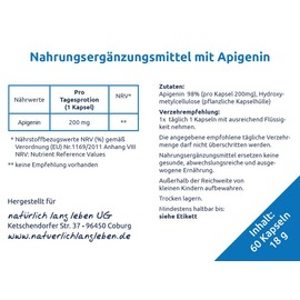 Apigenin 200 mg Capsules, Pack of 60, Vegan