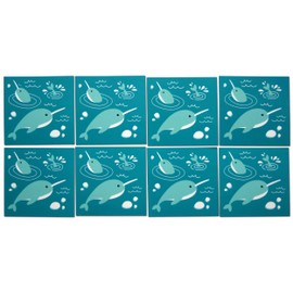 Novel Merk Narwhal Refrigerator Magnets - Vinyl 3inch Square Flat Magnets for Fridge, Lockers, Home & Teacher Decorations, Prizes, and Party Favors - Attaches to Metal Surfaces (8 Pack)