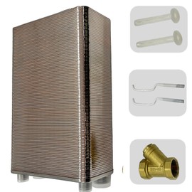 INTBUYING 100 Plate Heat Exchanger Water to Water Brazed Plate Heat Exchanger SUS304 Stainless Steel Heat Exchanger for Water Heating Floor Heating