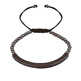 Forziani Black Braided Macrame Bracelet for Men - Adjustable Size - Mens Stainless Steel Cuff Bangle Bracelet - Gifts for Boyfriend